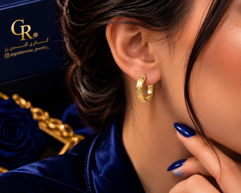 گوشواره زنانه طلا ۱۸ عیار امگا گالری گلدن رز