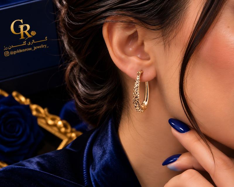 گوشواره زنانه طلا ۱۸ عیار تراش گالری گلدن رز