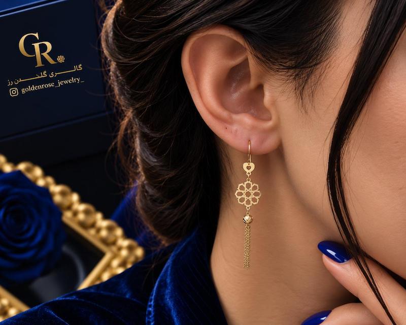 گوشواره زنانه طلا ۱۸ عیار مینیمال گالری گلدن رز