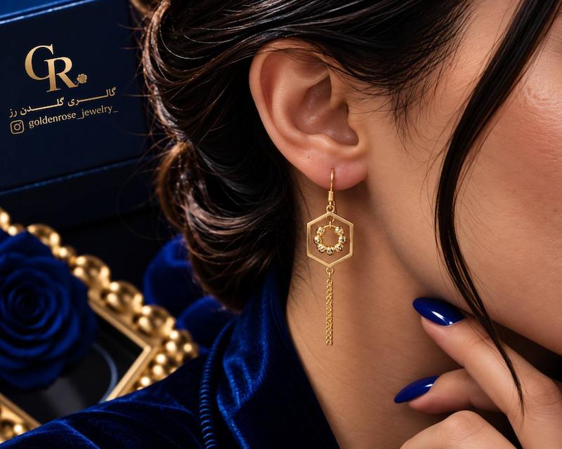 گوشواره زنانه طلا ۱۸ عیار البرنادو (کم اجرت) گالری گلدن رز