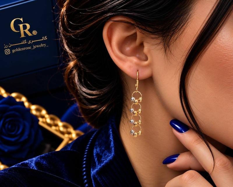 گوشواره زنانه طلا ۱۸ عیار البرنادو گالری گلدن رز