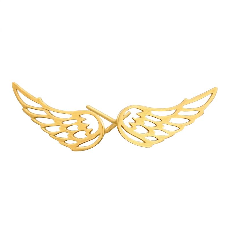 گوشواره زنانه طلا ۱۸ عیار گوشواره میخی بال فرشته گالری آمترین