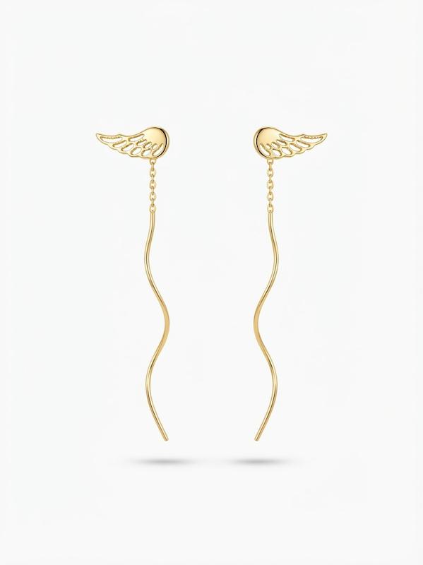 گوشواره زنانه طلا ۱۸ عیار گوشواره بال فرشته کرلی گالری نوبل