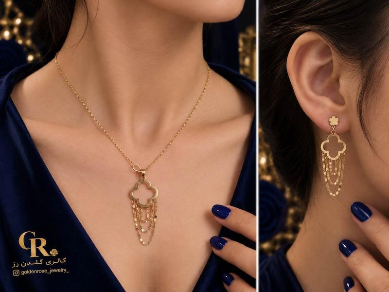زنانه نیم ست طلا ۱۸ عیار ونکلیف (بدون اجرت) گالری گلدن رز