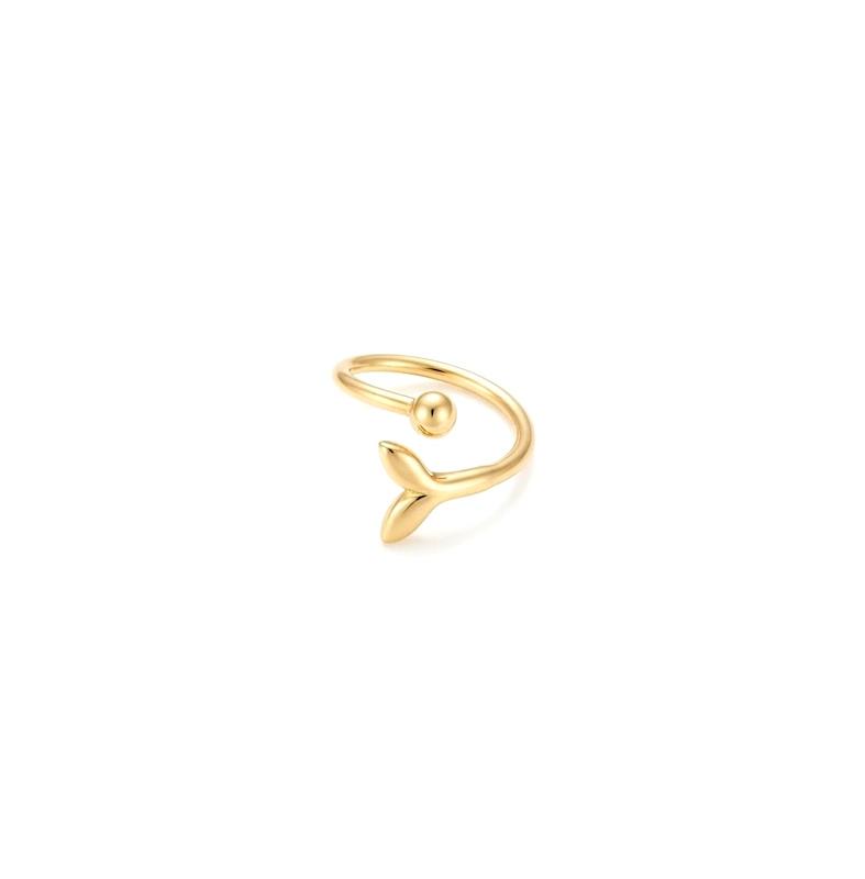 انگشتر زنانه طلا ۱۸ عیار R225 دم وال پفکی نمادار آهوریس