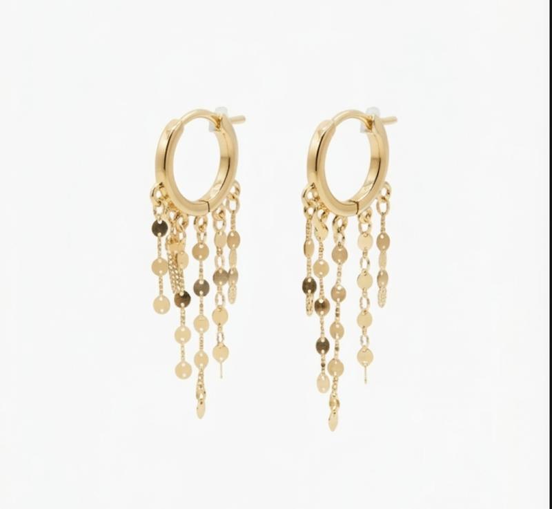 گوشواره طلا ۱۸ عیار گوشواره شرابه ای گالری بابل طلا