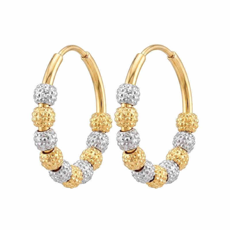 گوشواره طلا ۱۸ عیار سوارسکی گوی تراش دورنگ گالری یادمان