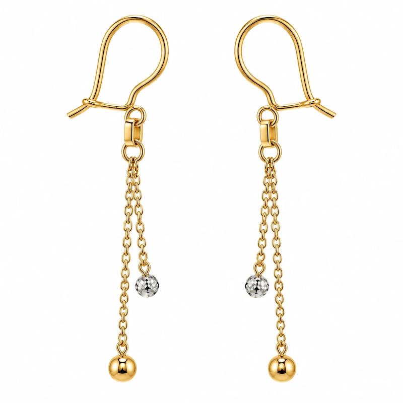 گوشواره طلا ۱۸ عیار گوی البرناردو شرابه ای کد پناه گالری سها