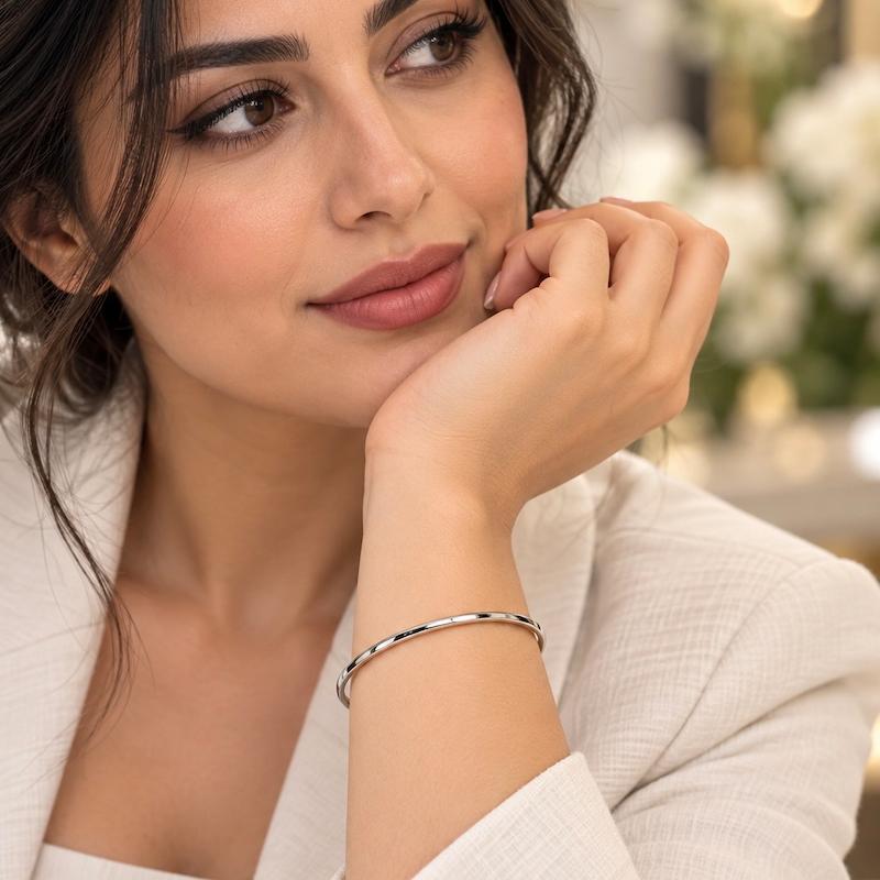 بنگل طلا ۱۸ عیار بنگل شاهان سفید سایز ۲ گالری زرنوش