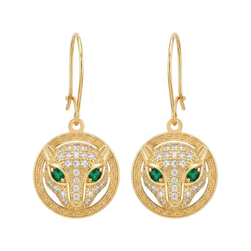 گوشواره زنانه طلا ۱۸ عیار گوشواره پنتر گالری طلای آویز زر
