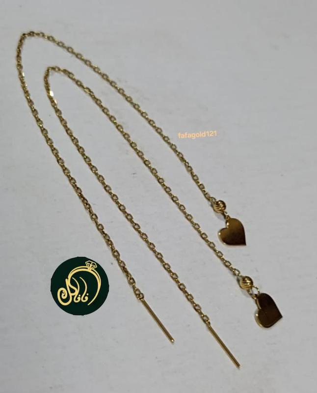 گوشواره زنانه طلا ۱۸ عیار گوشواره بخیه ای قلبی فافاگلد121