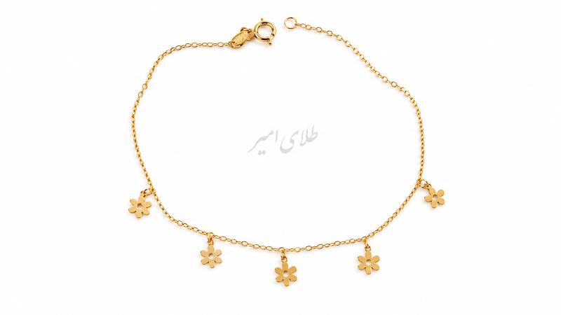 دستبند زنانه طلا ۱۸ عیار دستبند مینیمال گل طلای امیر