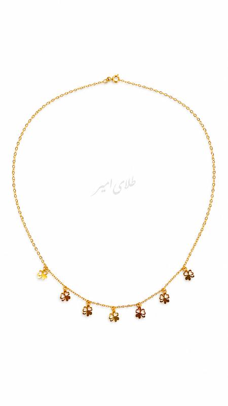 گردنبند زنانه طلا ۱۸ عیار گردنبند گل طلای امیر