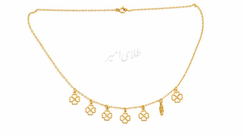 گردنبند زنانه طلا ۱۸ عیار گردنبند مینیمال گل طلای امیر