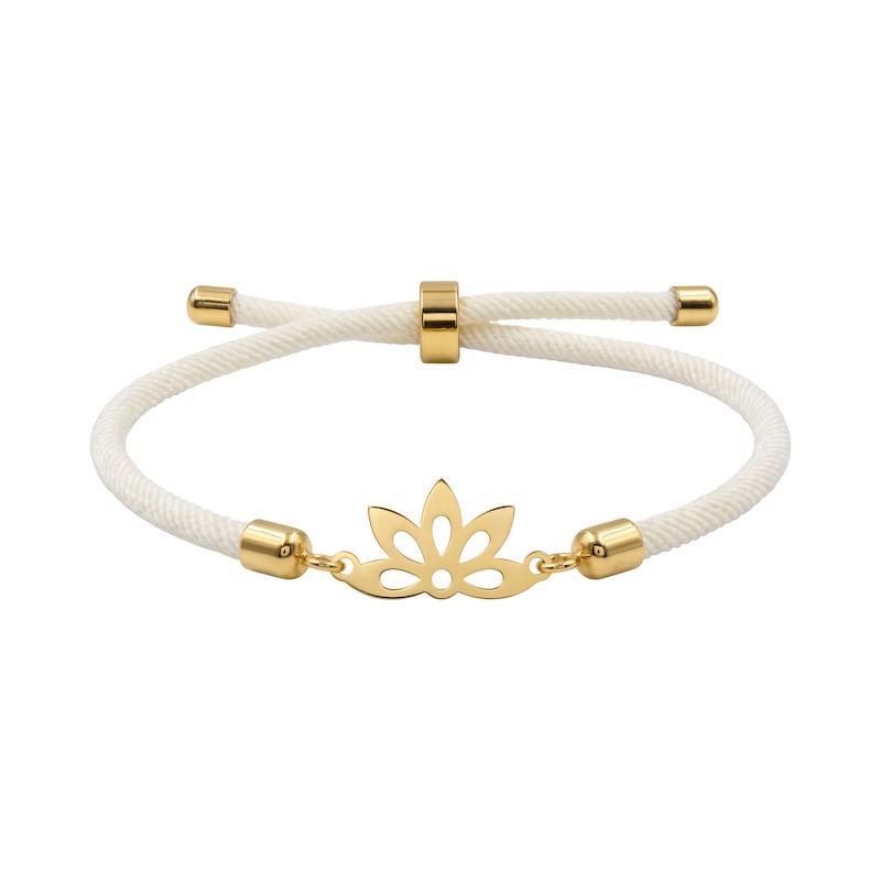دستبند زنانه طلا ۱۸ عیار دستبند لیزری گل پنج پر گالری یگانه