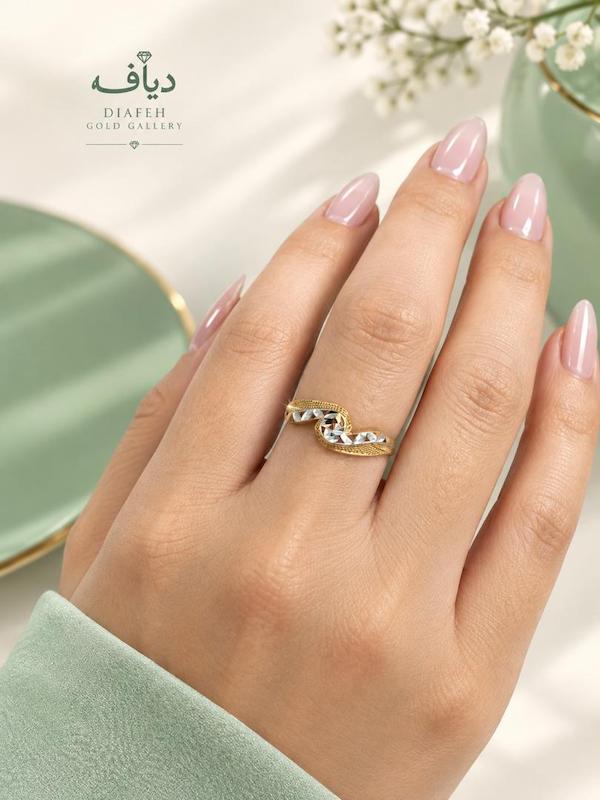 انگشتر زنانه طلا ۱۸ عیار تراش دو رنگ گالری طلای دیافه