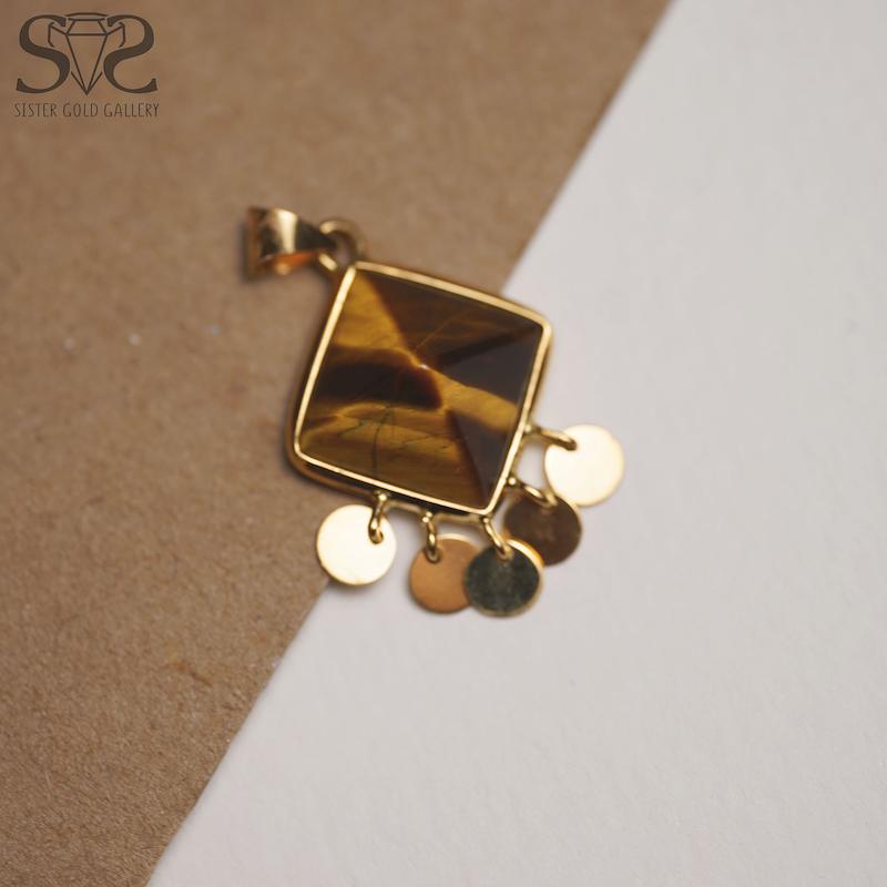 آویز زنانه طلا ۱۸ عیار پلاک طلا لوزی روکو کد s-2827 گالری طلا سیستر