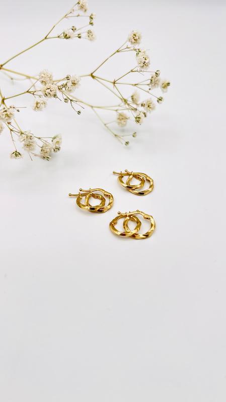 گوشواره زنانه طلا ۱۸ عیار گوشواره طلا حلقه ای شرکتی و نمادار گالری هورا گلد