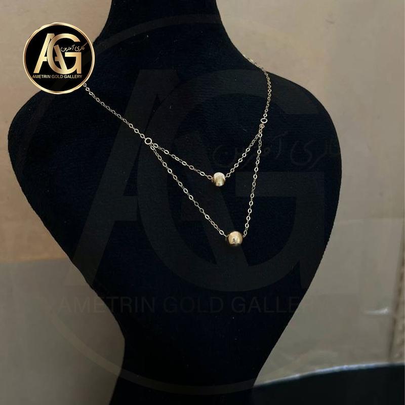 گردنبند زنانه طلا ۱۸ عیار گردنبند دو لاین گوی گالری آمترین