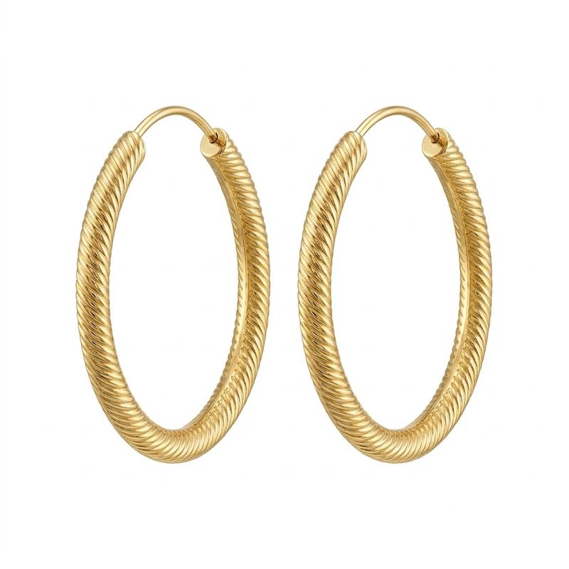 گوشواره طلا ۱۸ عیار حلقه ای بافت والی گلد