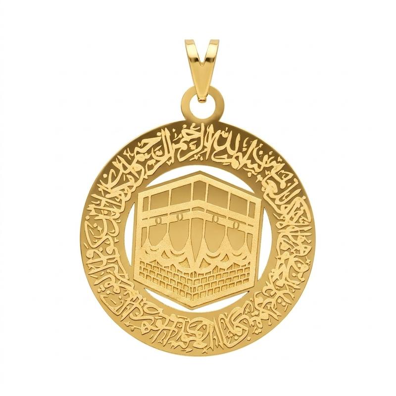 آویز زنانه طلا ۱۸ عیار پلاک ونیکاد با کعبه پژمان گلد