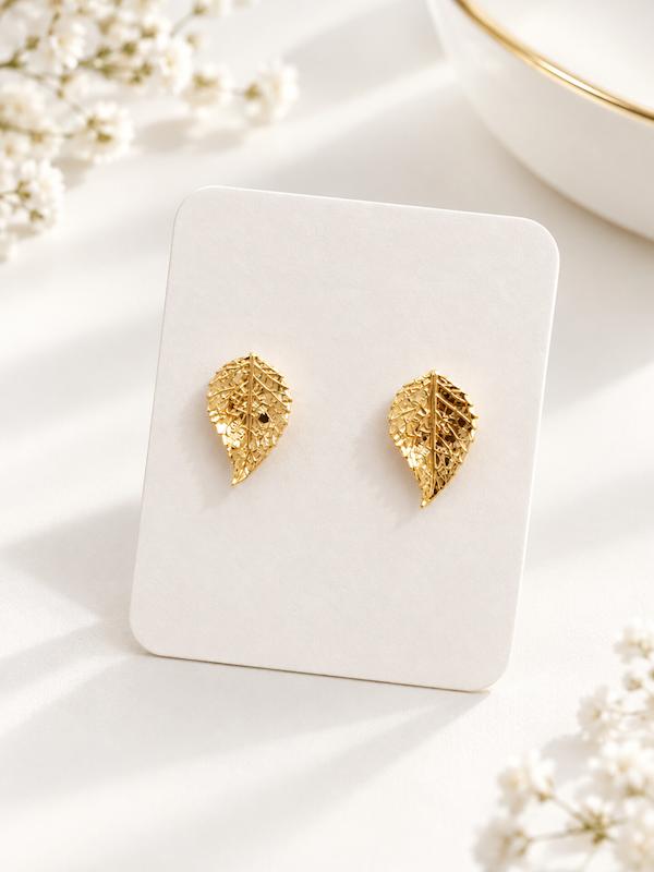 گوشواره زنانه طلا ۱۸ عیار گوشواره برگ طلای شیک