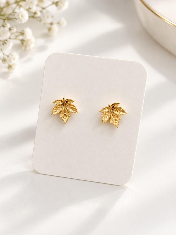 گوشواره زنانه طلا ۱۸ عیار گوشواره برگ طلای شیک