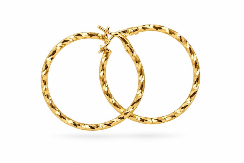 گوشواره زنانه طلا ۱۸ عیار گوشواره حلقه ای تراش 2 طلای نیاکی