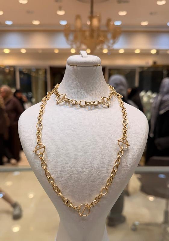 زنانه نیم ست طلا ۱۸ عیار گردنی و دستبند کم اجرت گالری طیب