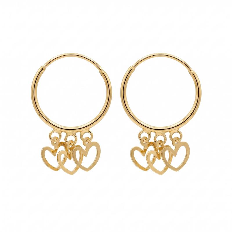 گوشواره زنانه طلا ۱۸ عیار گوشواره حلقه ای قلب گالری یگانه