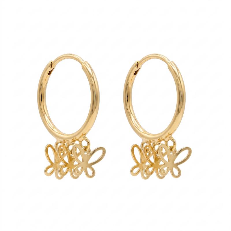 گوشواره زنانه طلا ۱۸ عیار گوشواره حلقه ای پروانه گالری یگانه