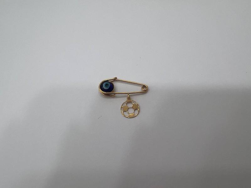 بچگانه طلا ۱۸ عیار سنجاق چشم نظر و توپ گالری یگانه