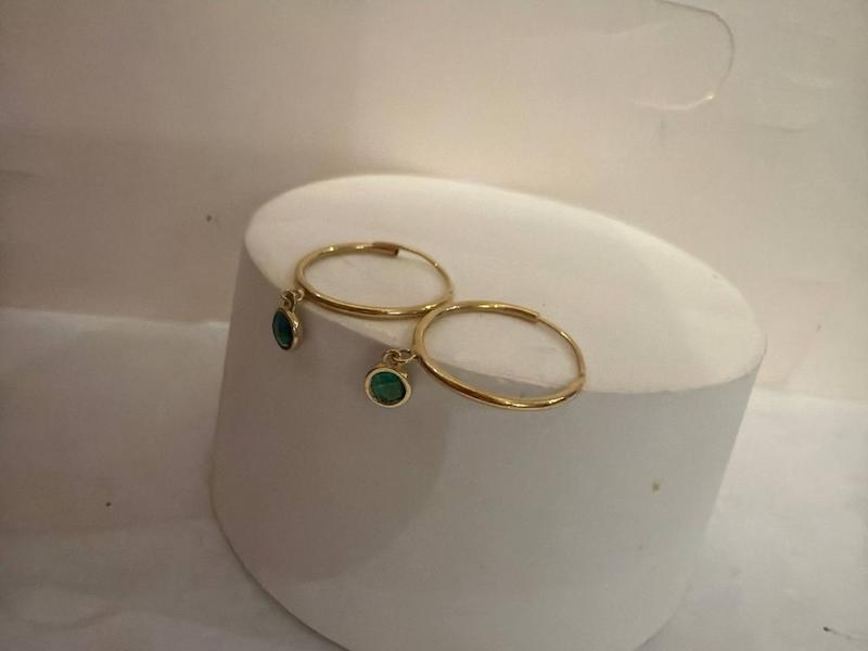 گوشواره زنانه طلا ۱۸ عیار گوشواره تک اویز مارکو سبز Matows_gold_gallery