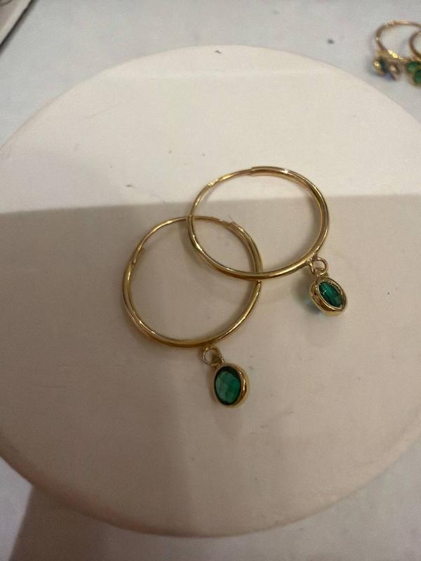 گوشواره زنانه طلا ۱۸ عیار گوشواره تک اویز مارکو سبز Matows_gold_gallery