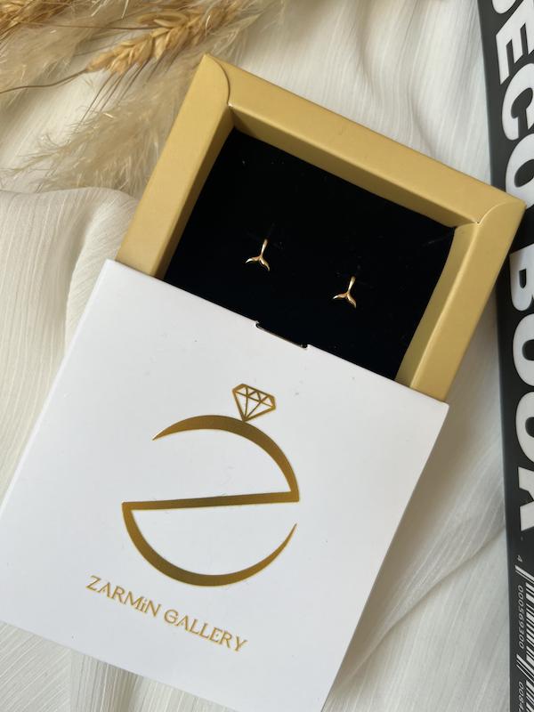 گوشواره زنانه طلا ۱۸ عیار دم وال میخی گالری طلا زرمین
