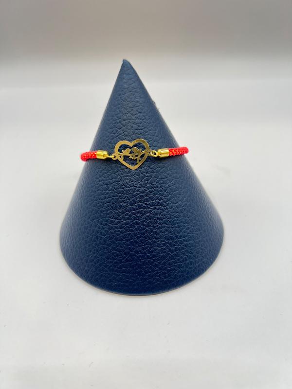 دستبند طلا ۱۸ عیار دستبند بند نخی قلب دو گنجشک گالری امانت Amanat fine jewellery