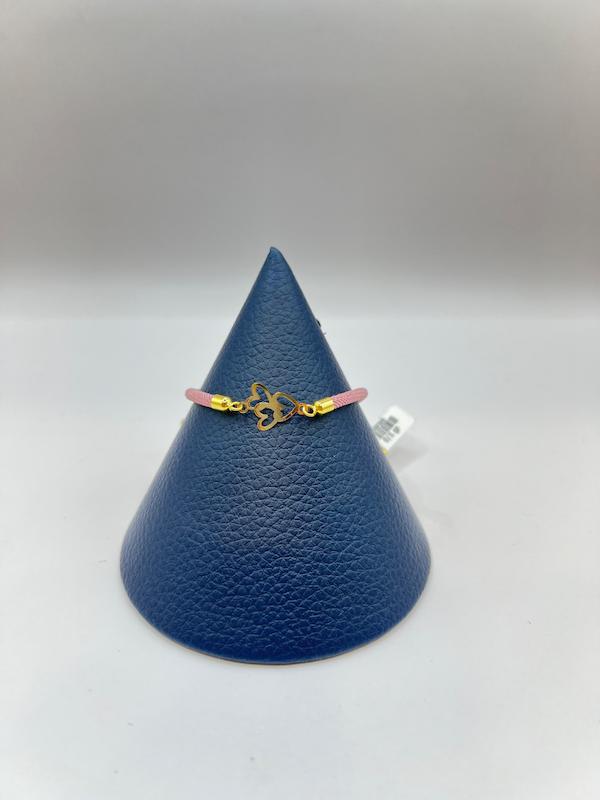دستبند طلا ۱۸ عیار دستبند بند نخی سه قلب گالری امانت Amanat fine jewellery