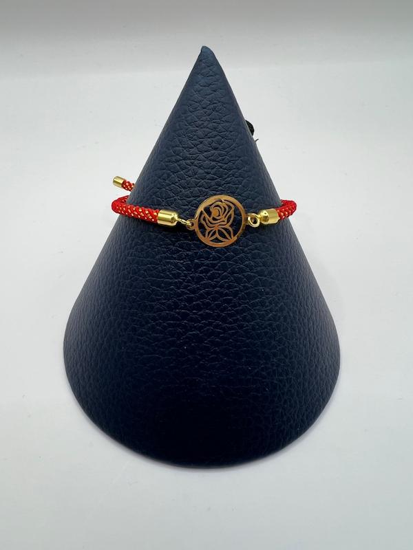 دستبند طلا ۱۸ عیار دستبند بند نخی گل رز گالری امانت Amanat fine jewellery