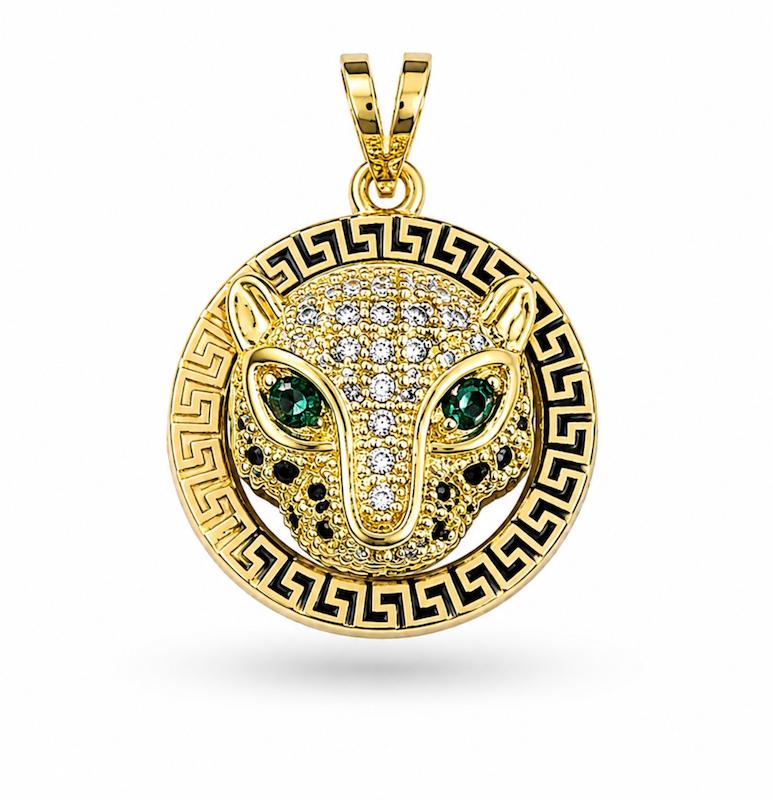 آویز زنانه طلا ۱۸ عیار پلاک تایگر سبز گالری طلای کایا