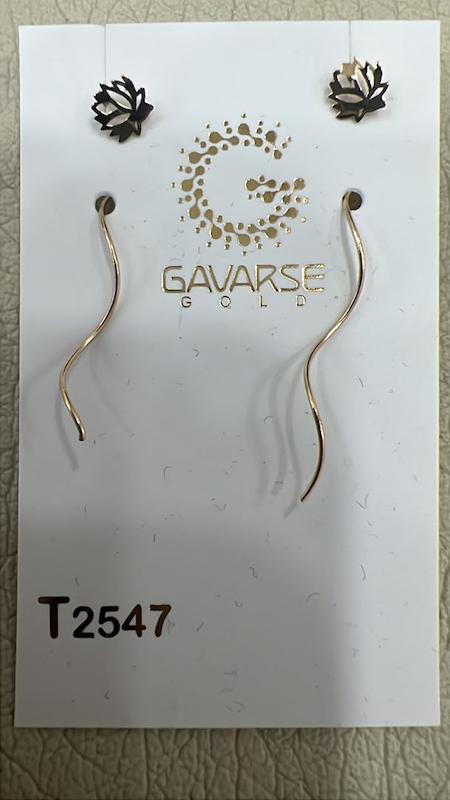 گوشواره زنانه طلا ۱۸ عیار گوشواره کرلی گالری طلای فام