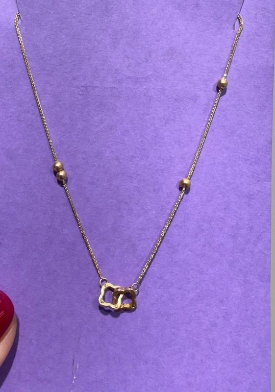 گردنبند زنانه طلا ۱۸ عیار گردنبند دو گل ونکلیف بدون اجرت گالری طلای فلور گالری طلای فلور