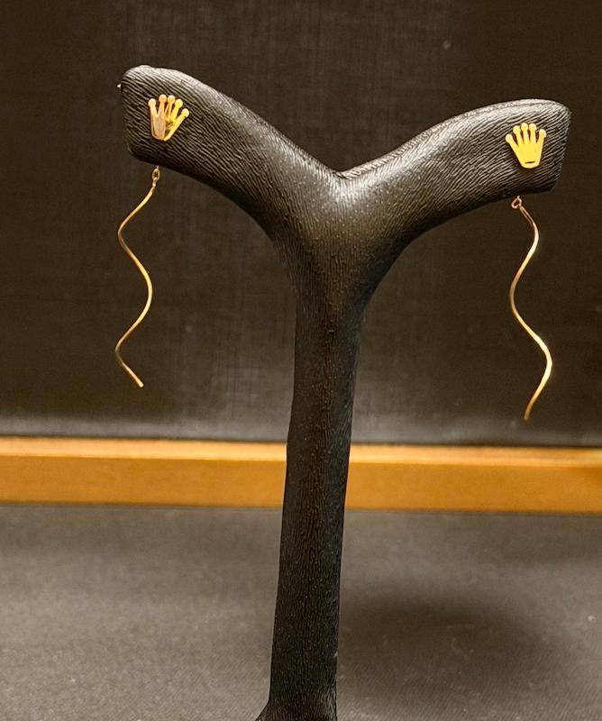 گوشواره زنانه طلا ۱۸ عیار کرلی طرح رولکس گالری طلای آژو