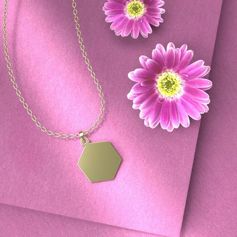 گردنبند طلا 18 عیار زنانه مدوپد مدل شش ضلعی کد SS1099
