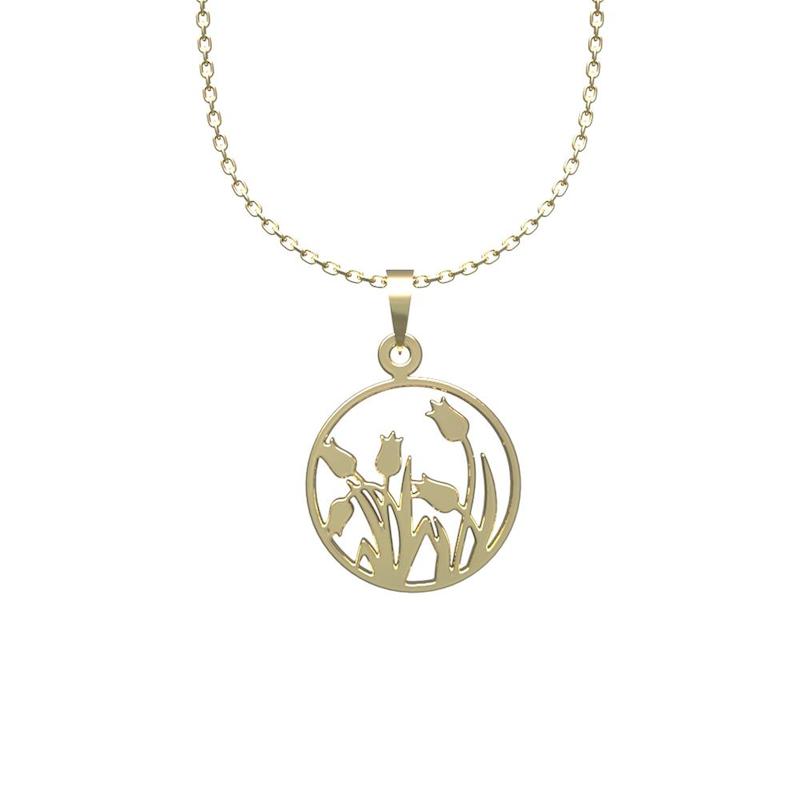 گردنبند طلا 18 عیار زنانه مدوپد مدل گل کد SS1104
