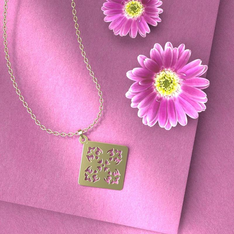 گردنبند طلا لوزی 18 عیار  کد PP1221