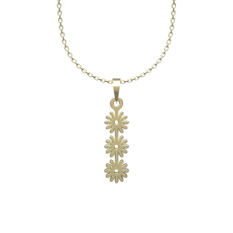 گردنبند طلا سه گل 18 عیار  کد QQ1239