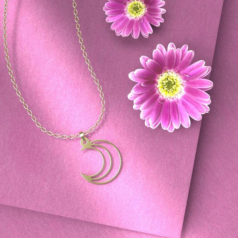 گردنبند طلا ماه 18 عیار  کد OO1014