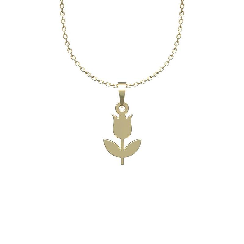 گردنبند طلا گل لاله 18 عیار  کد QQ1280