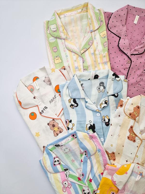 بلوز شلوار موسلین جلو دکمه دار کد ۹۱۵