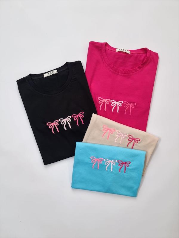 تیشرت گلدوزی پاپیون🎀 کد ۱۰۵۲